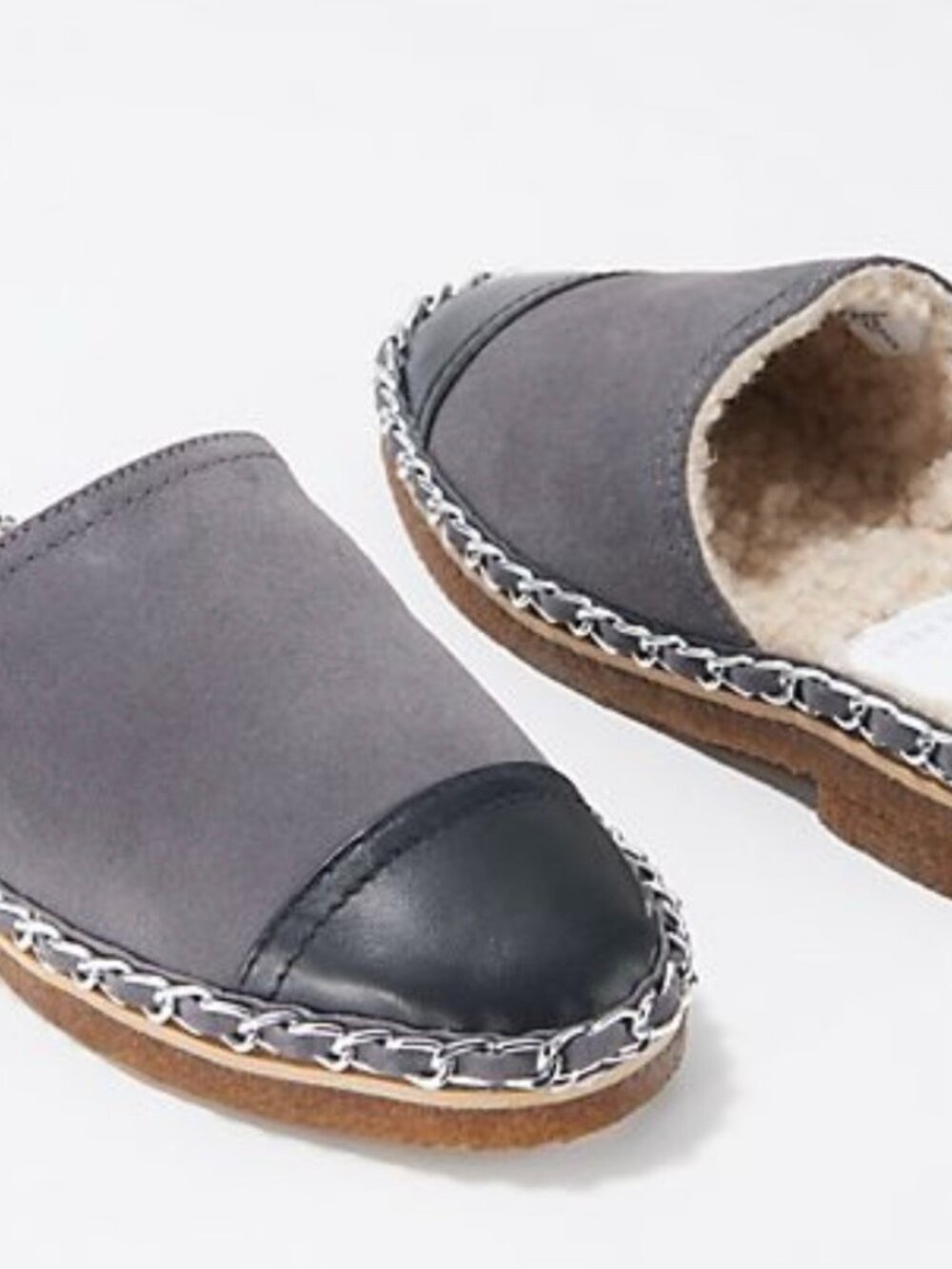 Laurie Felt Suede Shearling Lined Slip On Mules - Size 11